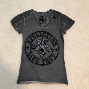 Grey affliction women’s bling shirt